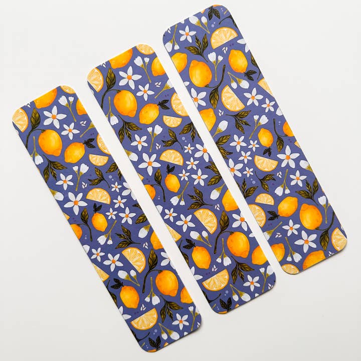Bokmärke med citron- och blommönster för wholesale av Kristin Heldt Art