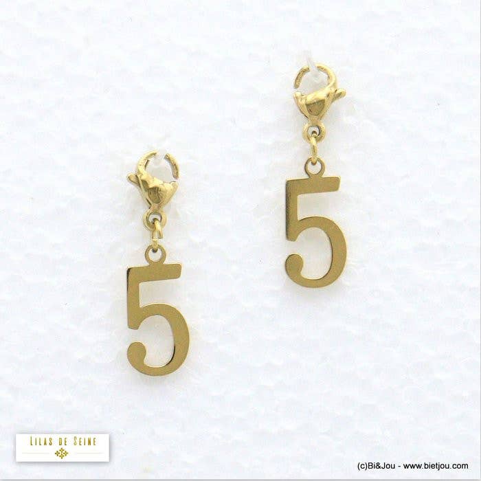 golden 2 charms charm number five 5 steel 0620544 for wholesale on Faire