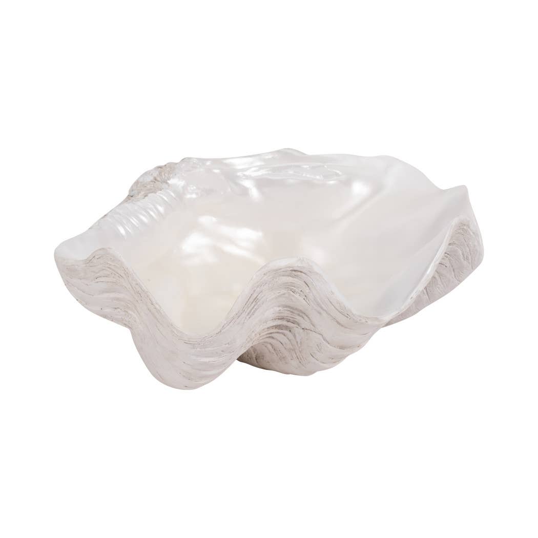 Sagebrook Home - Wholesale Decorative Plate/Dish/Bowl - Decorative Bowl - Ivory Resin Coastal Seashell Shape, 13 in.6