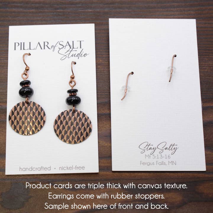 Pillar of Salt Studio - Wholesale Dangle Earrings - Copper Hammered Circle with Turquoise Handmade Earrings5