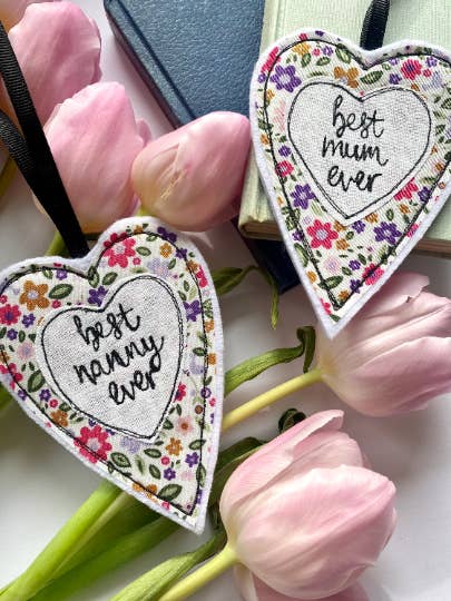 Mothers Day Heart Decoration for wholesale by Girl Friday Embroidery