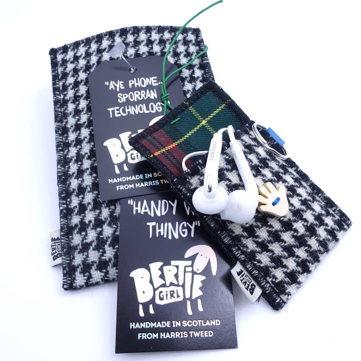 Telefoon Sporran - B&W Houndstooth voor wholesale door Bertie Girl