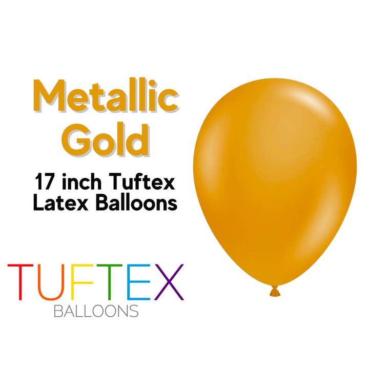 Metallic Gold 17 inch Latex Tuftex Balloons for wholesale by Boxwood Rose