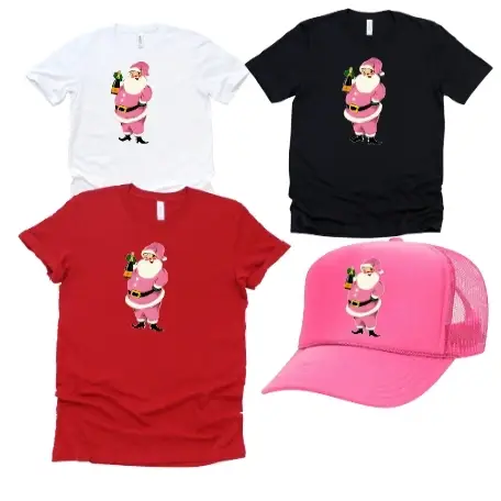 The Candy Collections - Wholesale Trucker Hat - Women's - Pink Santa Champagne Bottle Santa Veu Merry Trucker hat1