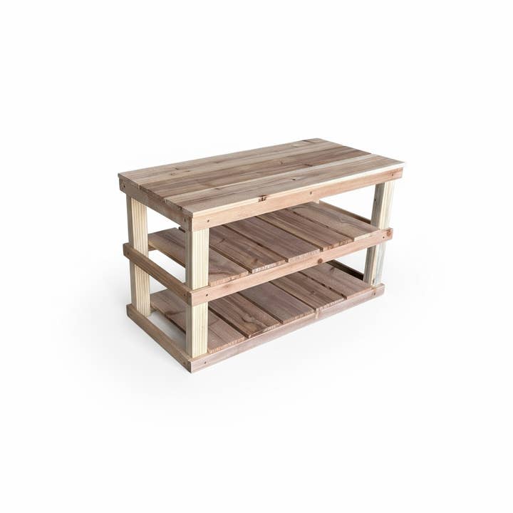 Intrinsic Haven - Wholesale Shoe Rack - Rustic Wood Entryway Two-Tier Shoe Rack Bench