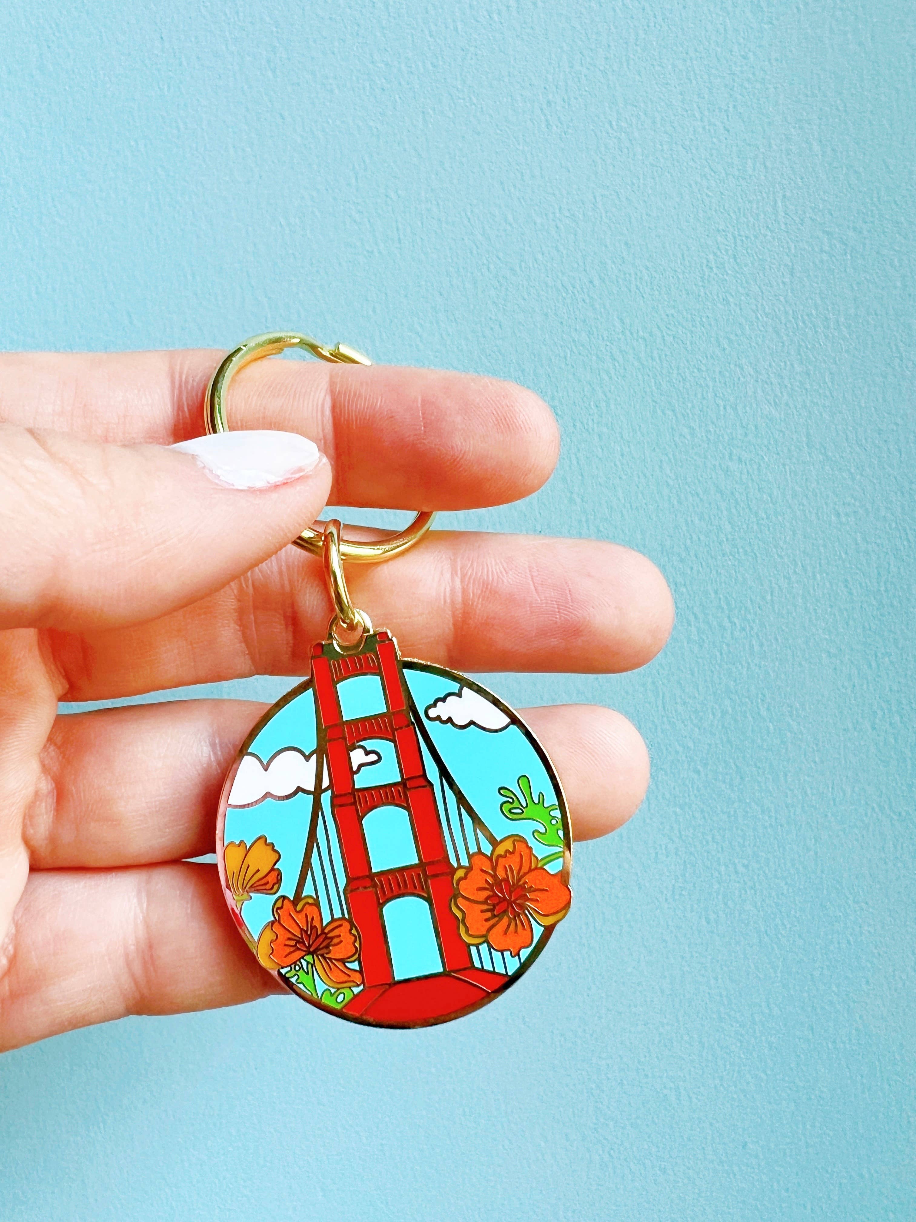 Brenna Daugherty Illustration - Wholesale Keychain - Women's - San Francisco Golden Gate Bridge Enamel Keychain1