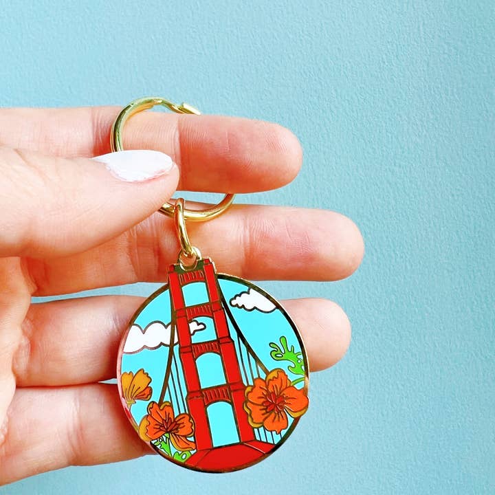 Brenna Daugherty Illustration - Wholesale Keychain - Women's - San Francisco Golden Gate Bridge Enamel Keychain1