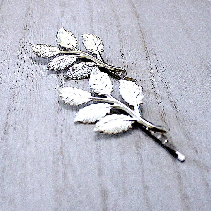 Horquillas para el pelo de hoja de plata, rama, 2 piezas Set, horquillas, pelo para venta al por mayor de ShellyCakes