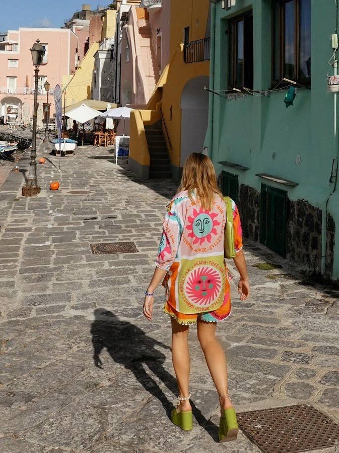 Multi UNISHE somrig skjorta och shorts med tryck ZK1226 för wholesale på Faire1