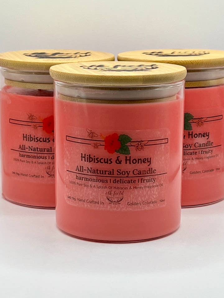 Hibiscus & Honey Soy Candle for wholesale by Elk Field Home Goods