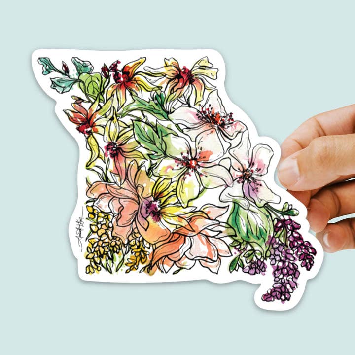 Missouri Wilde Bloemen Vinyl Staat Sticker voor wholesale door Amanda Klein Co.