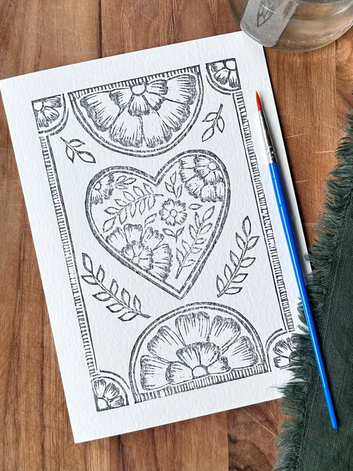 5x7 Heart & Flowers DIY Watercolor Art Card Kit for wholesale by Ashes & Arbor