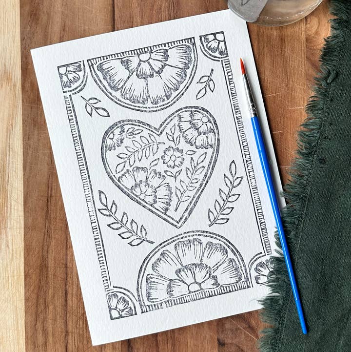 Ashes & Arbor - Wholesale DIY Craft Kit - 5x7 Heart & Flowers DIY Watercolor Art Card Kit0