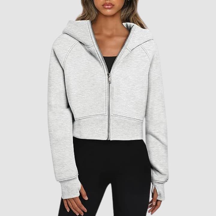 Women's Cropped Zip Up Athleisure Hoodie for wholesale by WONDERXFANS