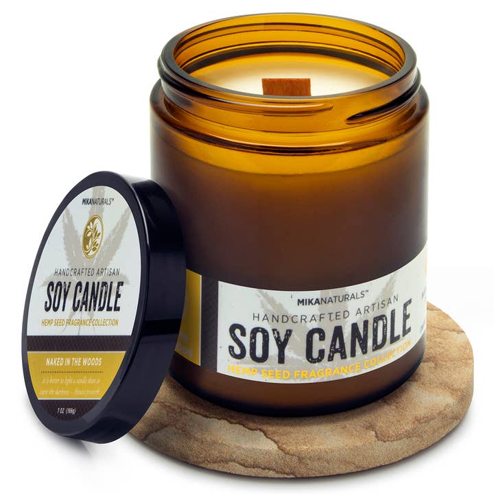 Naked in the Woods Soy Candle for wholesale by Mika Naturals