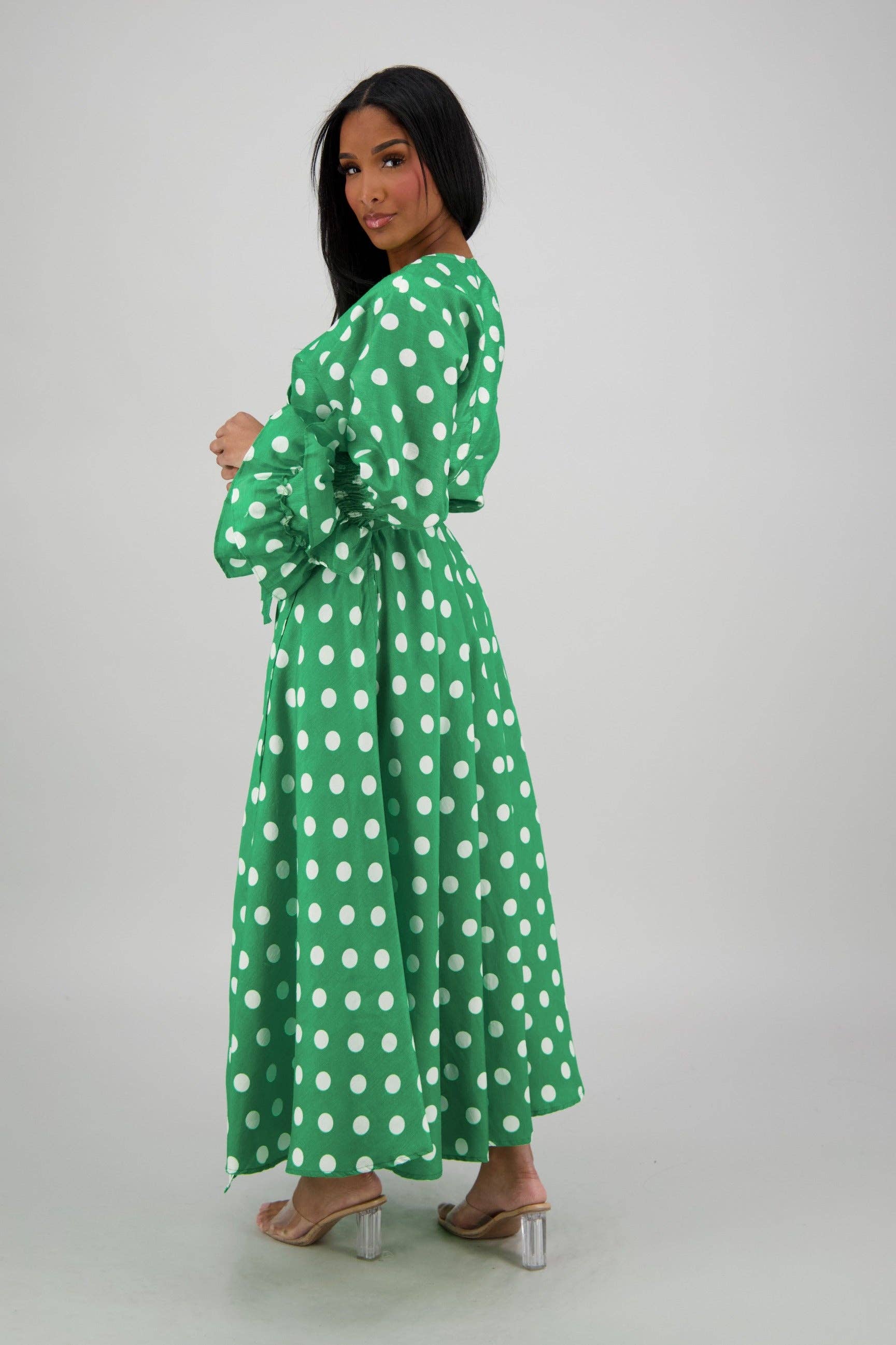 Advance Apparels - Wholesale Dress - Women's - Polka Dot Wrap Dress (3 Colors) 241624-B0908