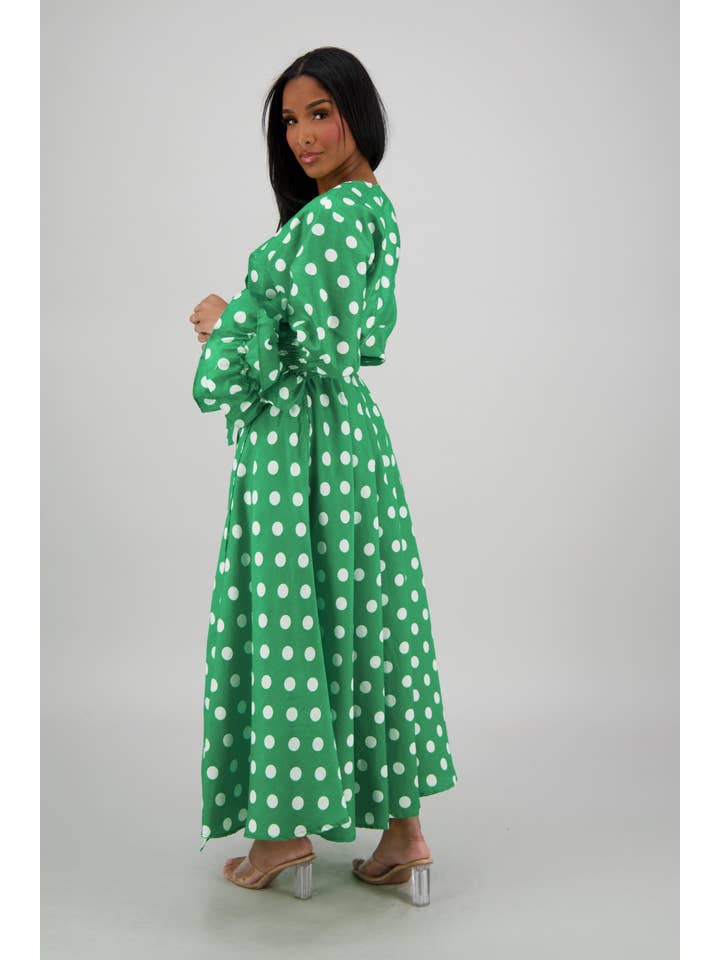 Advance Apparels - Wholesale Dress - Women's - Polka Dot Wrap Dress (3 Colors) 241624-B0908