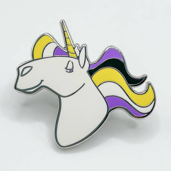 Geekly Whimsical - Wholesale Lapel Pin/Button - Pride-icorns! Pride Unicorn Enamel Pin - Nonbinary0