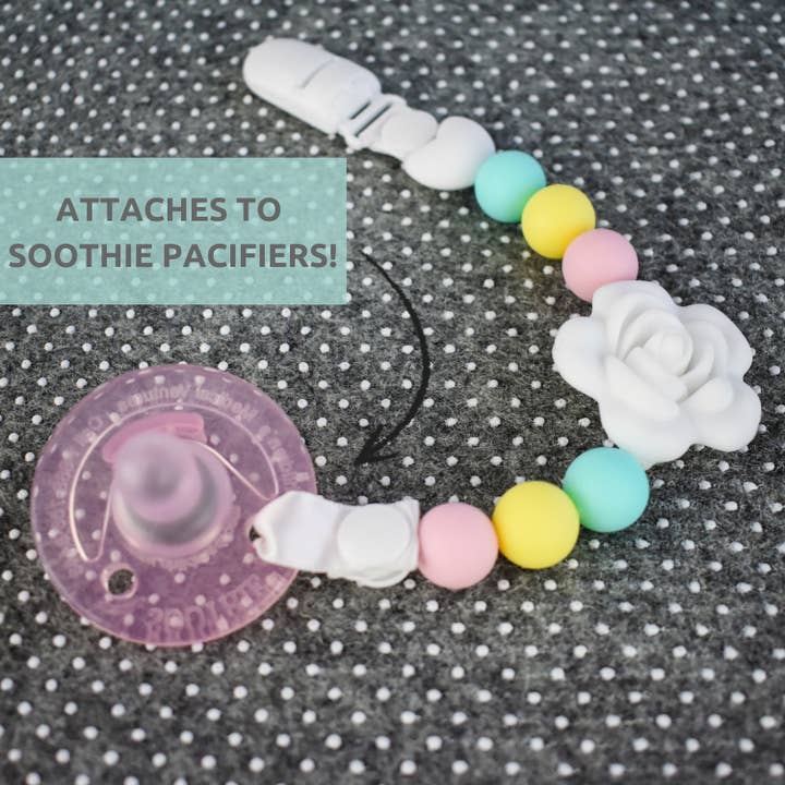 Vesta Baby - Wholesale Pacifier Clip - Baby - Silicone Pacifier Clip and Teether Holder Set Rose 2 Pack4