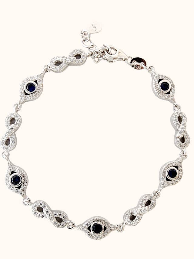 Infinity Evil Eye Bracelet | Sterling Silver for wholesale by The Mira Shoppe