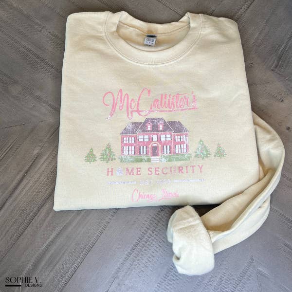 McCallister's Home Security Crewneck - Sand for wholesale by Sophie V. Designs