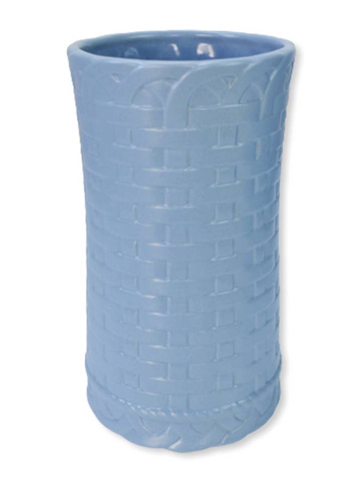 9" Geweven Textuur Lichtblauwe Hoge Keramische Vaas voor wholesale door Tremont Floral Supplies
