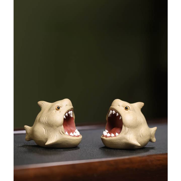 Gohobi (We cover U.S. import duties) - Vendita all'ingrosso Statuette decorative - Gohobi, decorazione da tè in ceramica fatta a mano in argilla YiXing, motivo: squalo6
