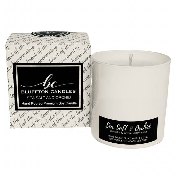 White Glass | Sea Salt & Orchid 11 oz. for wholesale by Bluffton Candles