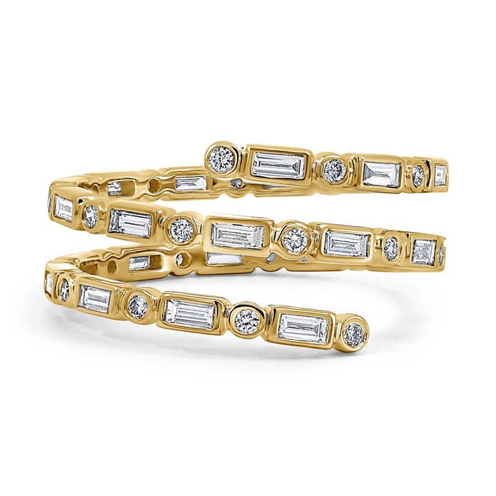 Bague de mode en diamant de laboratoire rond et baguette lumineuse (0,85 CTW) pour la vente par Orchid Gems Fine Jewelry