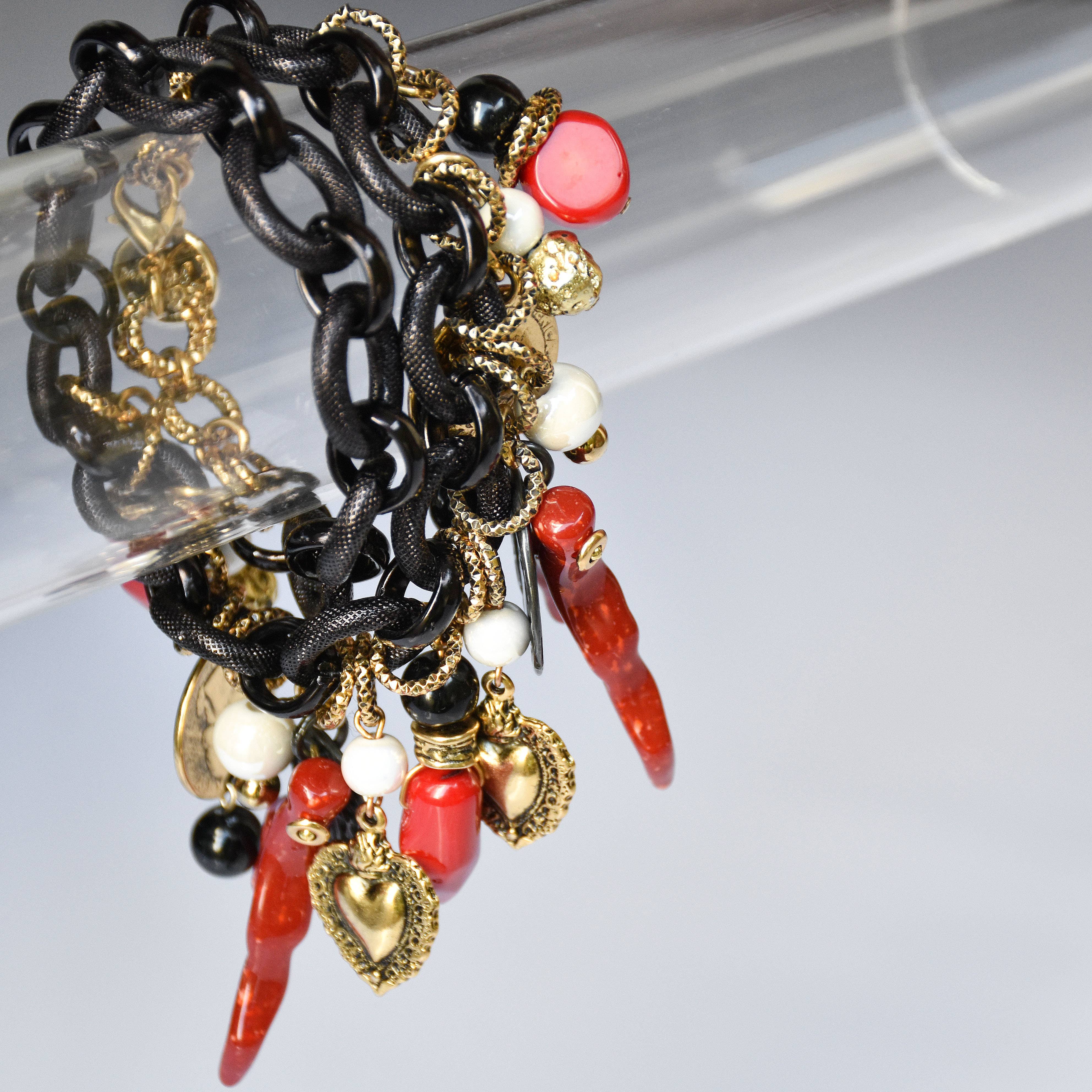 Laura Mariotti - luxury collection - Wholesale Charm/Dangle Bracelet - CORAL JUNGLE - choker/bracelet2