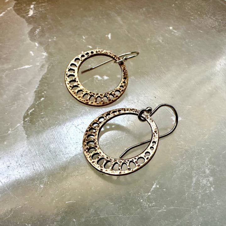 Tiny Brass Lotus Root Earrings for wholesale by Jennifer Kahn Jewelry