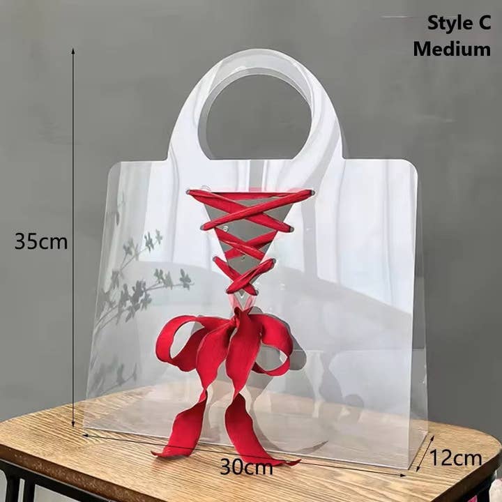 Elegant Design Supply - Wholesale Gift Bag - Viral Clear Flower Bag - Various Styles & Shapes