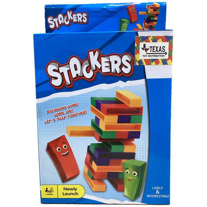 Stackers Tumbling Tower Road Trip Game in Peggable Box for wholesale by Texas Toy Distribution