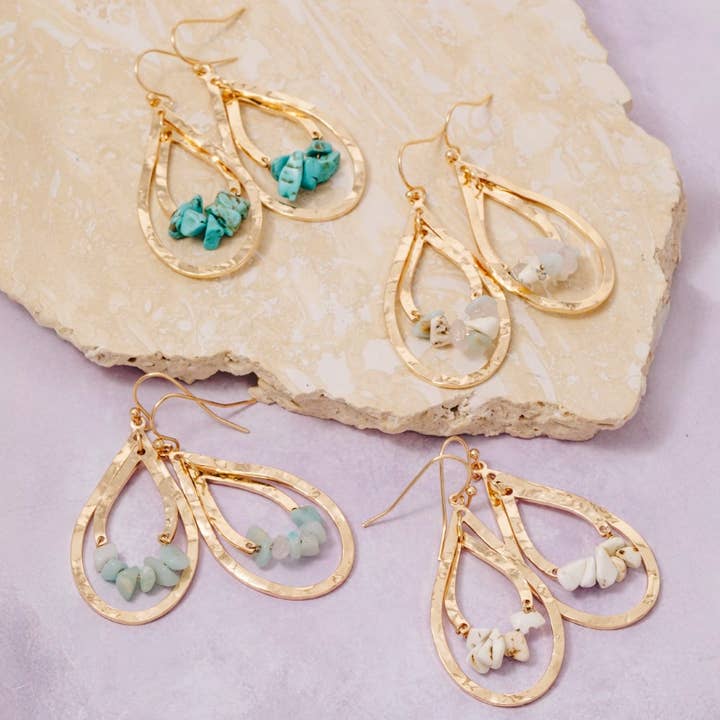 Hammered Layered Teardrop Cutout Earrings for wholesale by The Looks by Fame Accessories