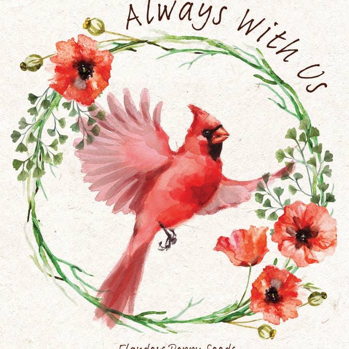 Bentley Seed Co. - Wholesale Sympathy Card - Memorial Cardinal - Flanders Poppy Seed Packets