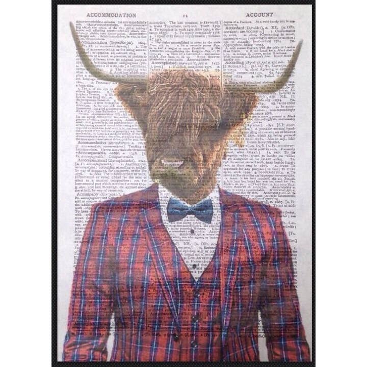 Highland Cattle Dictionary Wall Art - Quirky Animal Print for wholesale by Parksmoonprints