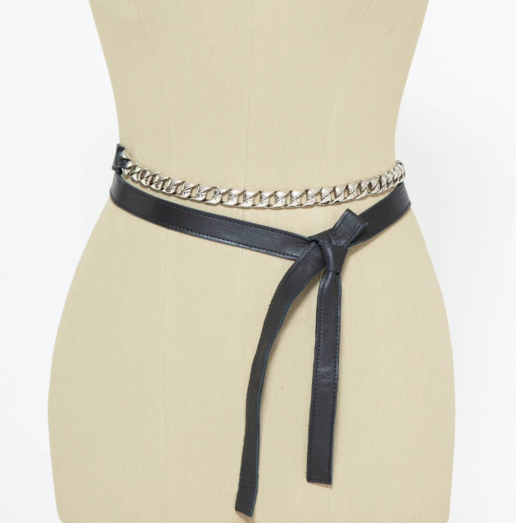 JUAN·JO GALLERY      (Leather Gallery, SCP) – Großhandel Gürtel – Damen – Taillenkettengürtel mit schwarzem Leder1