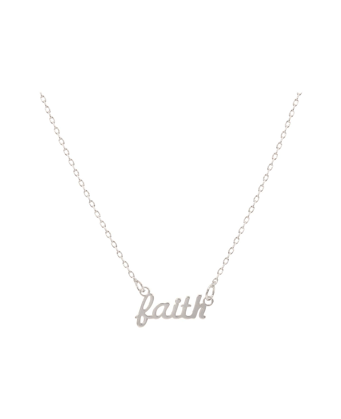 ellora - Wholesale Pendant/Charm Necklace - Faith Script Necklace - Silver on Kindness Card1
