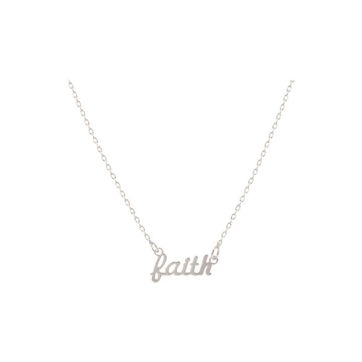 ellora - Wholesale Pendant/Charm Necklace - Faith Script Necklace - Silver on Kindness Card1