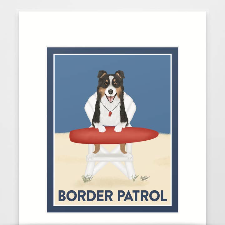Border Collie Dog Art Print, Border Patrol, Tricolor Edition for wholesale by Laura Bergsma Studio