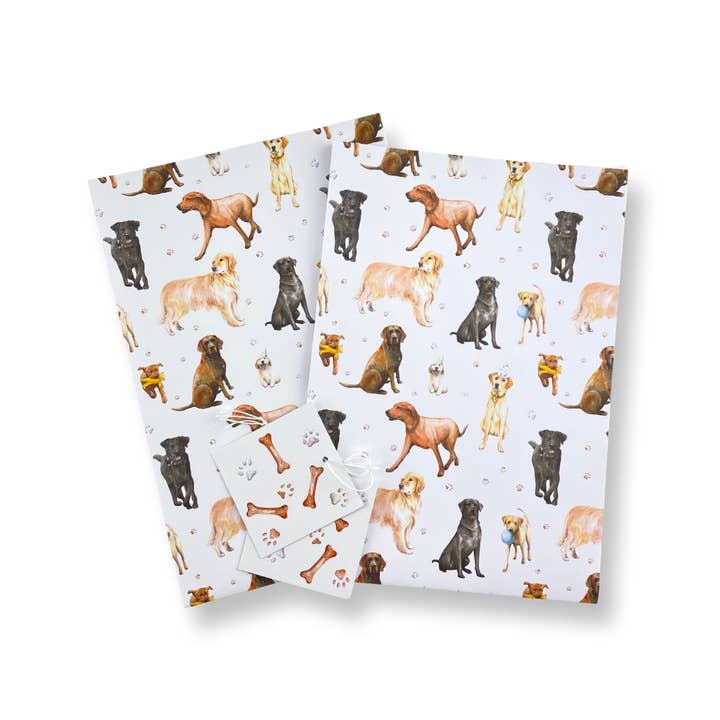 Labrador- en retriever cadeau-inpakpapier en labels voor wholesale door The Arty Penguin