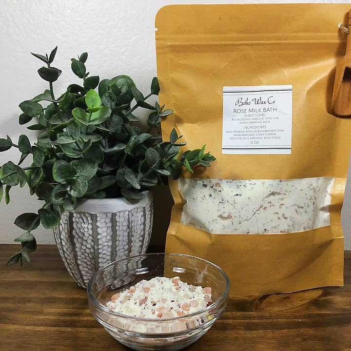Rose Milk Bath 12OZ for wholesale by Boho Wax Co