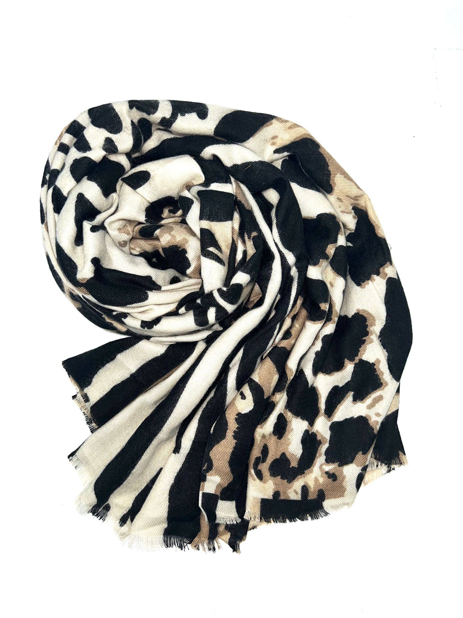 LINETA - Wholesale Scarf - Women's - LL-3 Thick Scarf with Leopard Pattern8