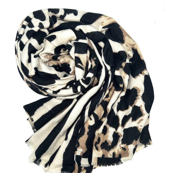 LINETA - Wholesale Scarf - Women's - LL-3 Thick Scarf with Leopard Pattern8