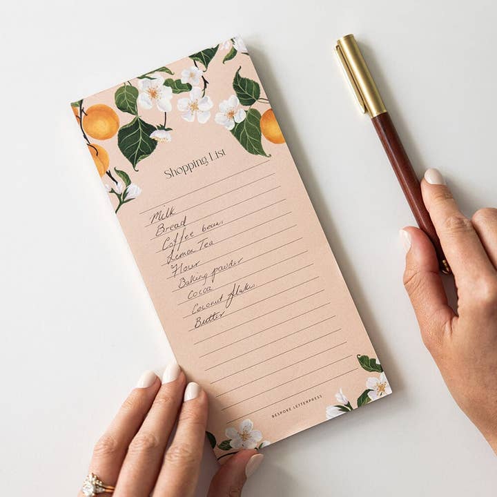 Bespoke Letterpress - Wholesale Notepad - Peaches Shopping List DL Notepad2