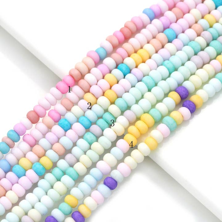 BestBeads&Beyond - Wholesale Beads - Colorful Smooth Rondelle Glaze Beads, 2.5x4mm, Sku#U1480c3