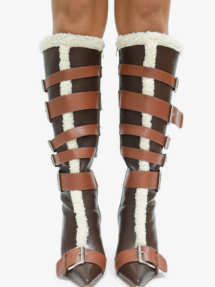 Lemonade Shoes - Wholesale Laarzen - Dames - INGRID- Kniehoge Laars, Zijgesp Buckledetail, Puntige Neus11