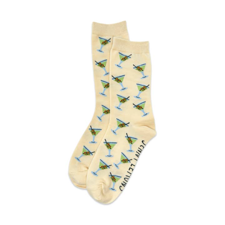 Martini Crew Socks for wholesale by Jenny Lemons