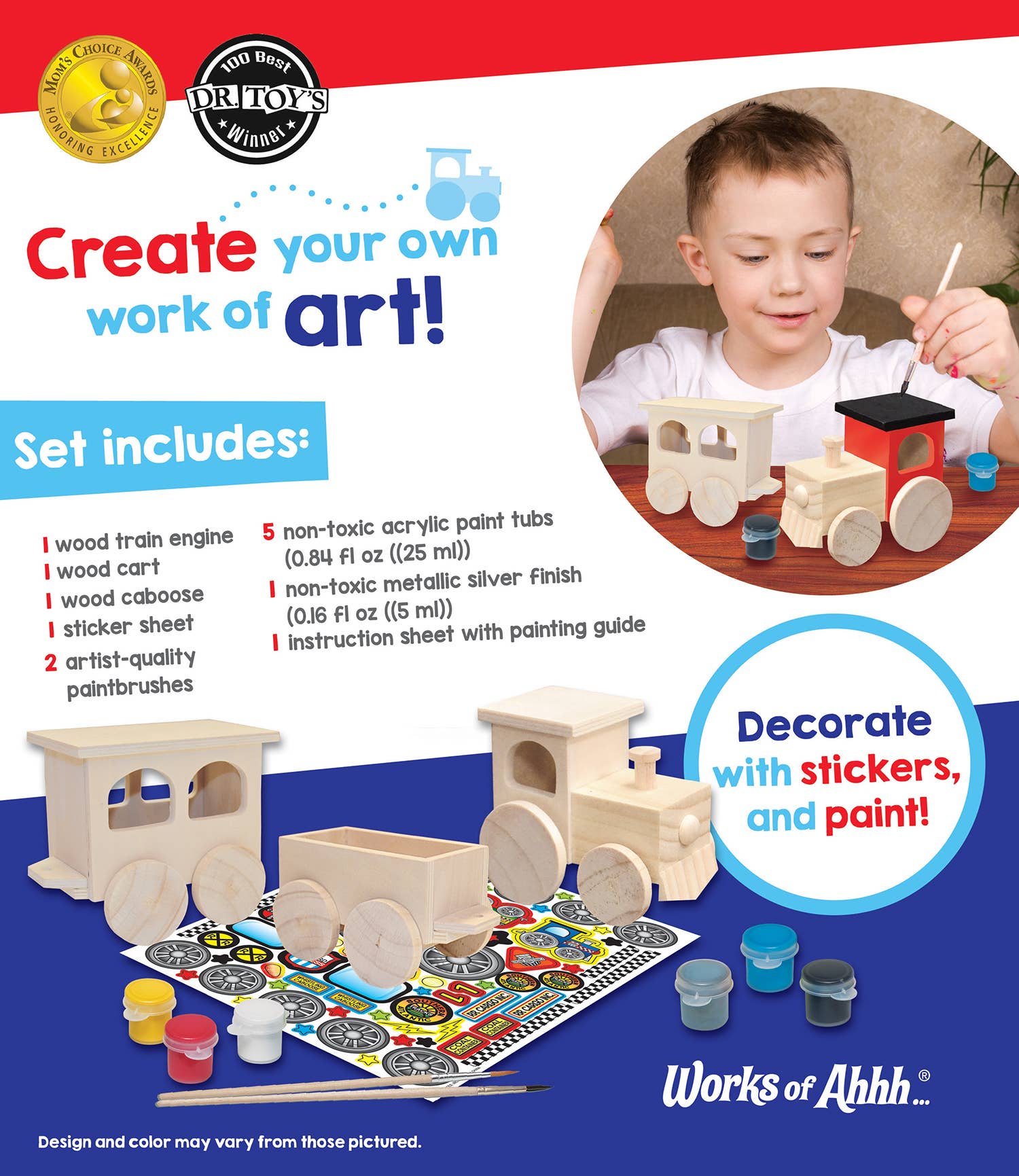 Masterpieces Puzzles - Wholesale Toy Set - Kids - Toy Train Wood Paint Set2