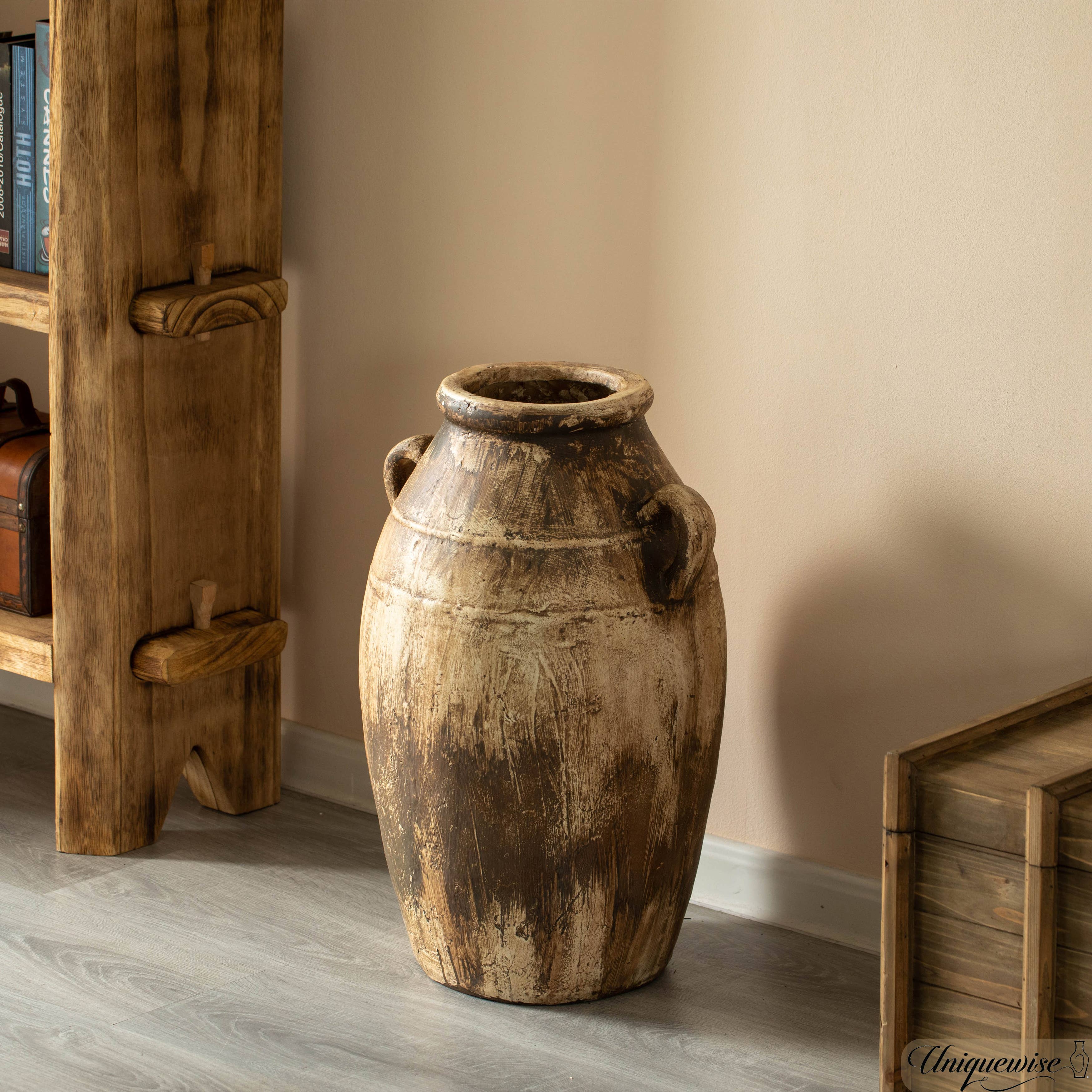 Quickway Imports – wholesale Vase – 23-Inch Brown Antique-Inspired Fiberglass Tall Floor Vase3